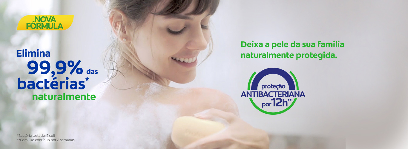 Nova fórmula. Elimina 99,9% das bactérias naturalmente